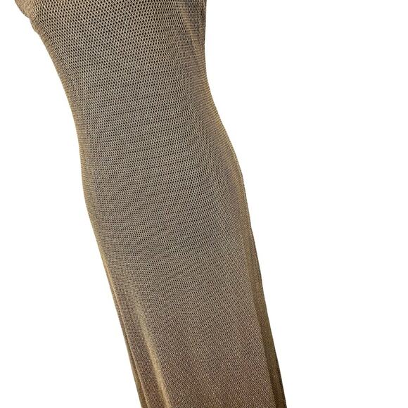 Vintage 90s Gold Glitter Mesh Overlay Maxi Sheath Dress Size 6 / M - Picture 2 of 11